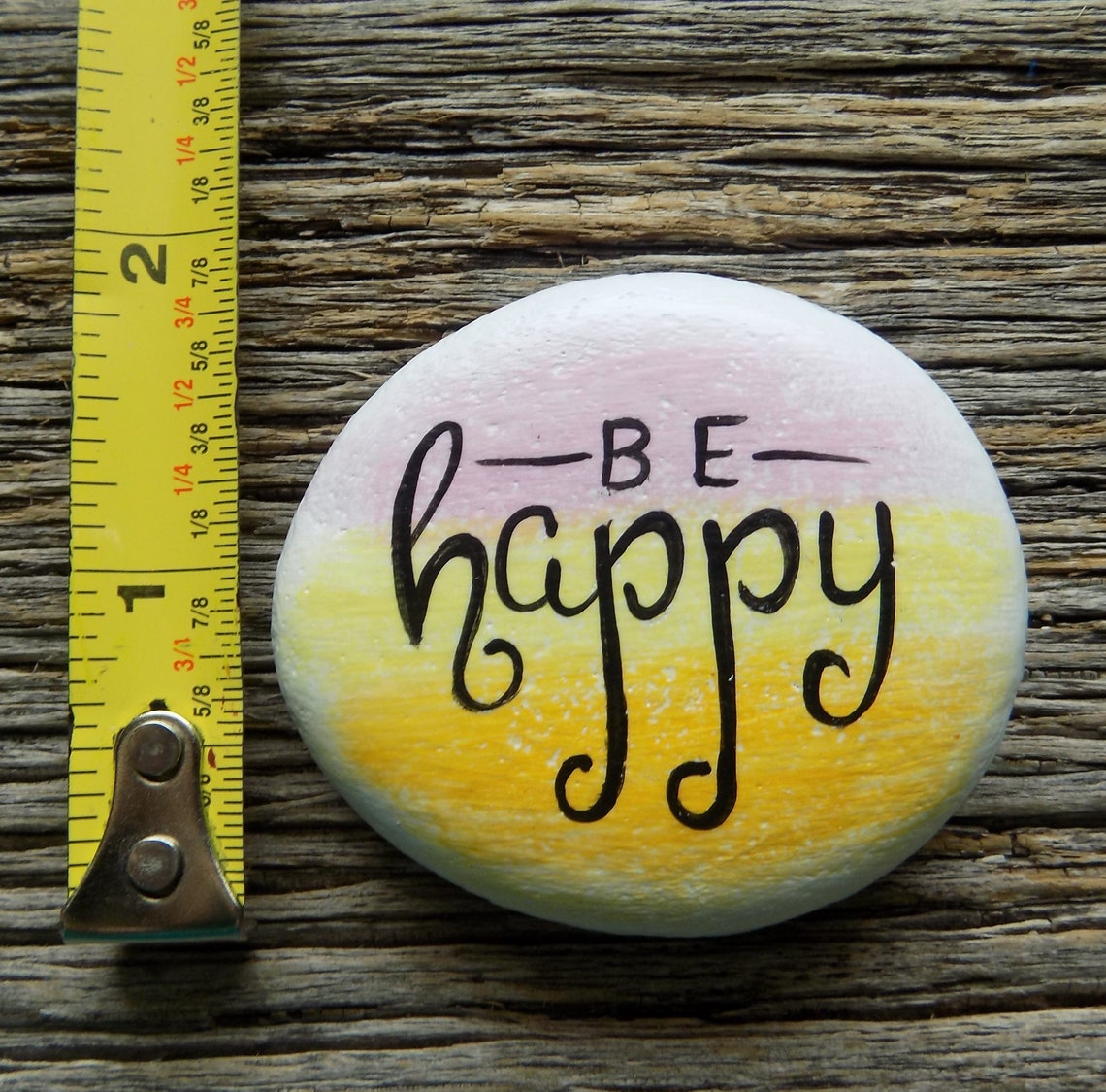 Be Happy Painted Rock Decorative Accent Stone Paperweight Etsy