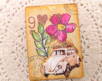 Handmade Altered Playing Card for Junk or Art Journal Books