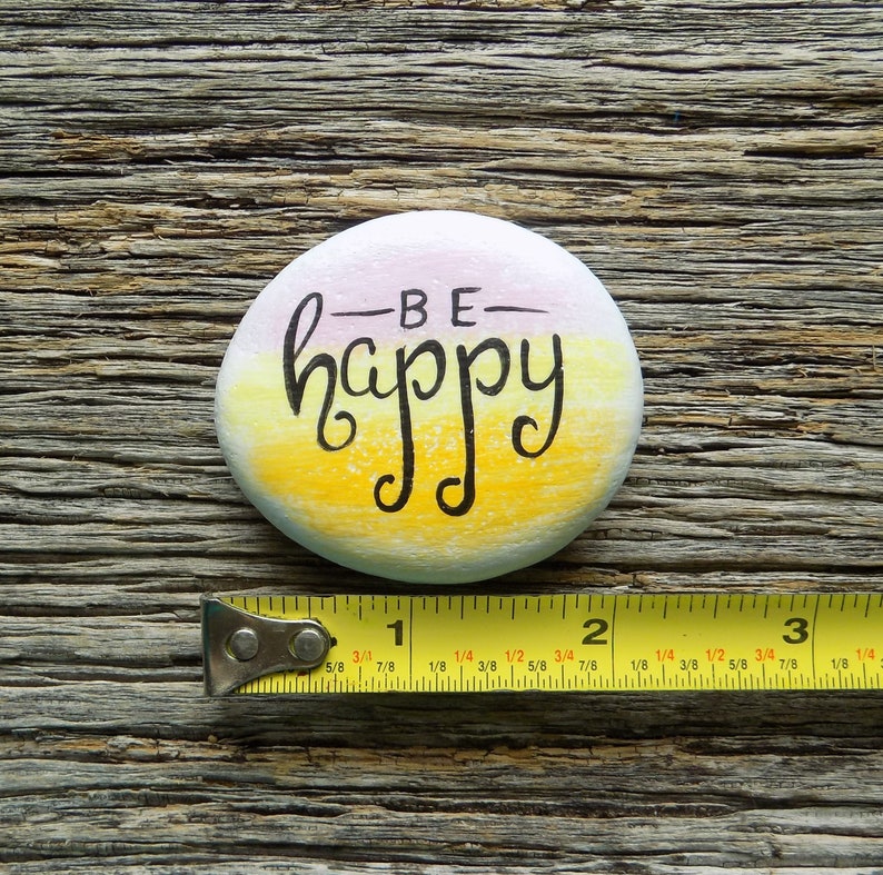 Be Happy Painted Rock Decorative Accent Stone Paperweight Etsy