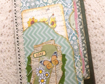 Hand Crafted Decorated 7 Pocket Folio for Junk/Art Journal Books