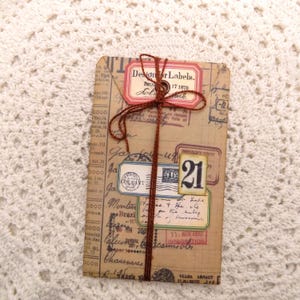 Handmade Decorated Coin Envelope Pocket Tuck Gift Card Holder for Journaling Scrapbooking #892