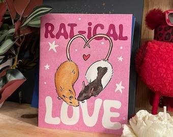 Ratical Love Valentines Card, Pet Rat Original Valentine cards, couple gift, 4x6 greeting card, wife gift
