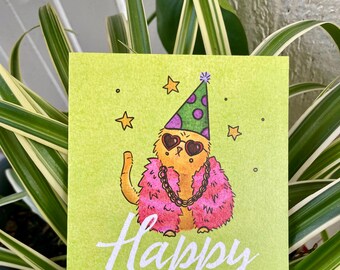 Happy Purr-day Cat Birthday Card (4x6 in)