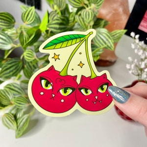 チェリーキャッツステッカー、手作り防水ステッカー、面白いステッカー、猫好きステッカー、クリスマスプレゼント用ステッカー