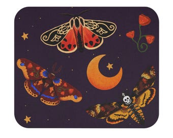 Moth and Moon Mouse Pad: Magical Desk Accessory