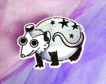 Happy Opossum glossy sticker (1 sticker), handmade waterproof sticker