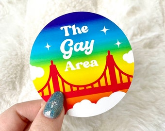 The Gay Area sticker, handmade waterproof sticker, 1 Sticker, lgtbqa+ glossy sticker, San Francisco Bay Area sticker