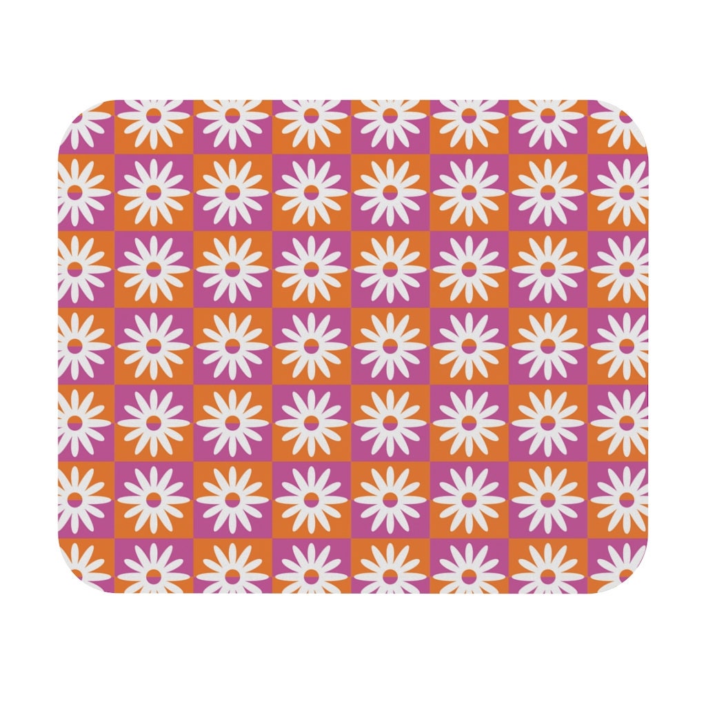 Groove Rose Mouse Pad rectangle, Retro Pink and Orange Desk Accessories ...