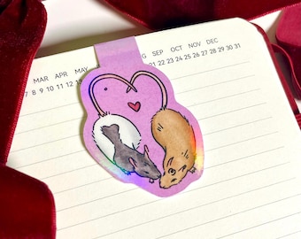 Holo Rainbow Rat Magnetic Bookmark: Pet Rat Lover Gift