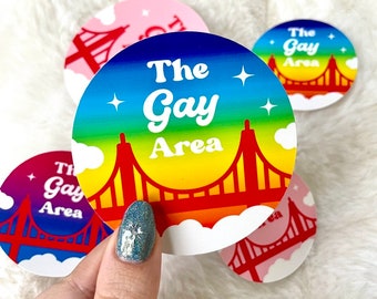 The Gay Area sticker pack, handmade waterproof sticker, 3 stickers, lgtbq glossy stickers, Bay Area sticker