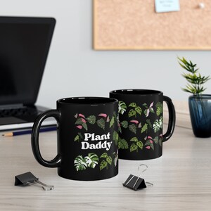 Plant Daddy 11oz Black Mug, mug for dad, indoorplant mug, image 5