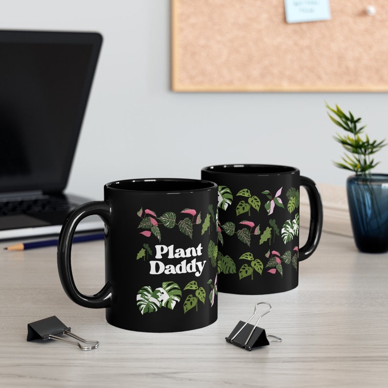 Plant Daddy 11oz Black Mug, mug for dad, indoorplant mug, image 5