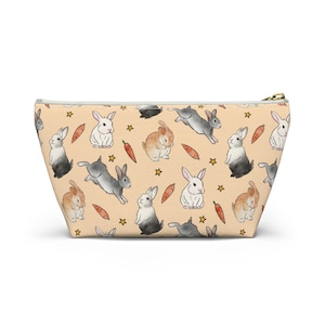 Bunnies and carrots Accessory Pouch T-bottom, bunny makeup bag, toiletry bag, makeup bag organizer, bunny design, baby bag, kawaii bag