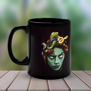 Dark Medusa 11oz Black Mug, goth mug, emo mug, mug gift