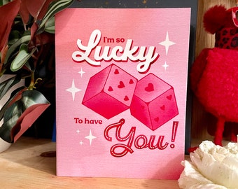 I'm so lucky to have you Valentines Card, Casino Original Valentine cards, couple gift, 4x6 greeting card, wife gift