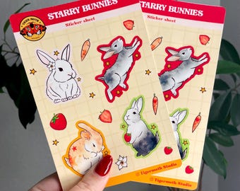 Bunny Sticker Sheet: Cottagecore Planner Stickers (6x4in)