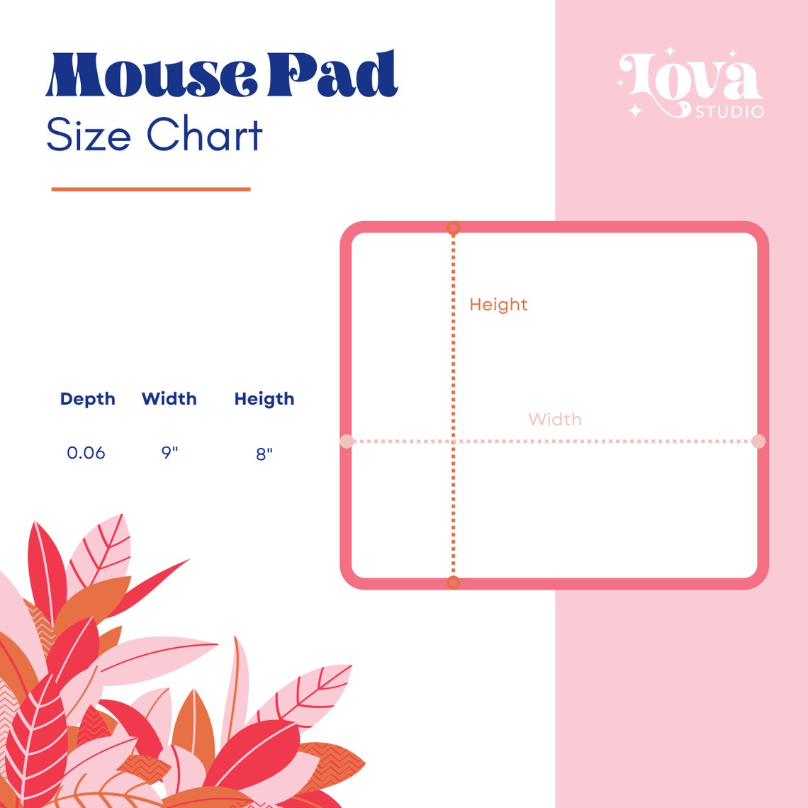 Groove Rose Mouse Pad rectangle, Retro Pink and Orange Desk Accessories ...