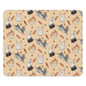 Bunnies and carrots Mouse Pad, Desk Accessories, Rabbit Office Decor, cute Coworker Gift, Gaming Mouse Pad, Bunny Mouse Mat