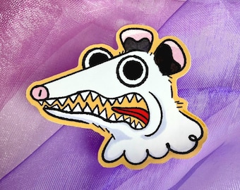 Grumpy Opossum Glossy Sticker, Funny Animal Vinyl Decal, Waterproof Laptop Sticker