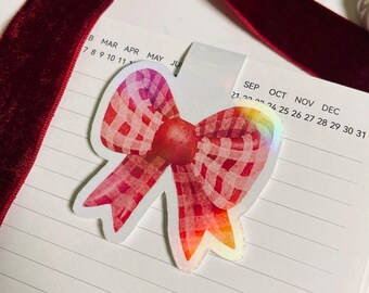 Coquette Bow Magnetic Bookmark: Holo Rainbow Book Accessory