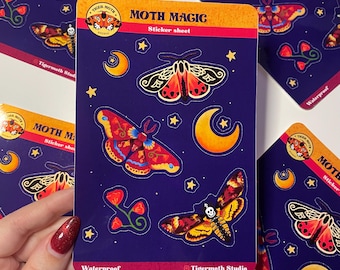 Moth Magic Sticker Sheet: Cottagecore Planner Stickers (6x4in)