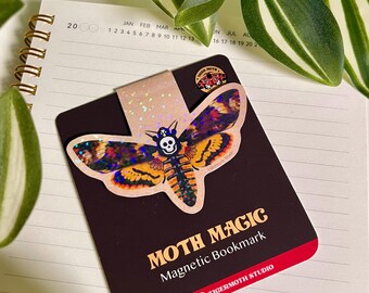 Holo Rainbow Moth Magnetic Bookmark: Book Lover Gift
