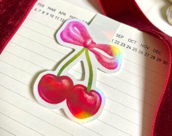 Coquette Bow Magnetic Bookmark: Rainbow Holographic Book Accessory