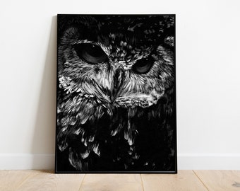 Wise owl art print, 8.5"x11" (a4) Art paper, fine art print.