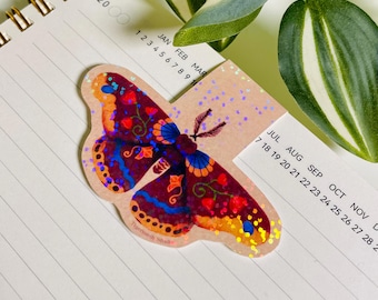Holo Rainbow Moth Magnetic Bookmark: Book Lover Gift