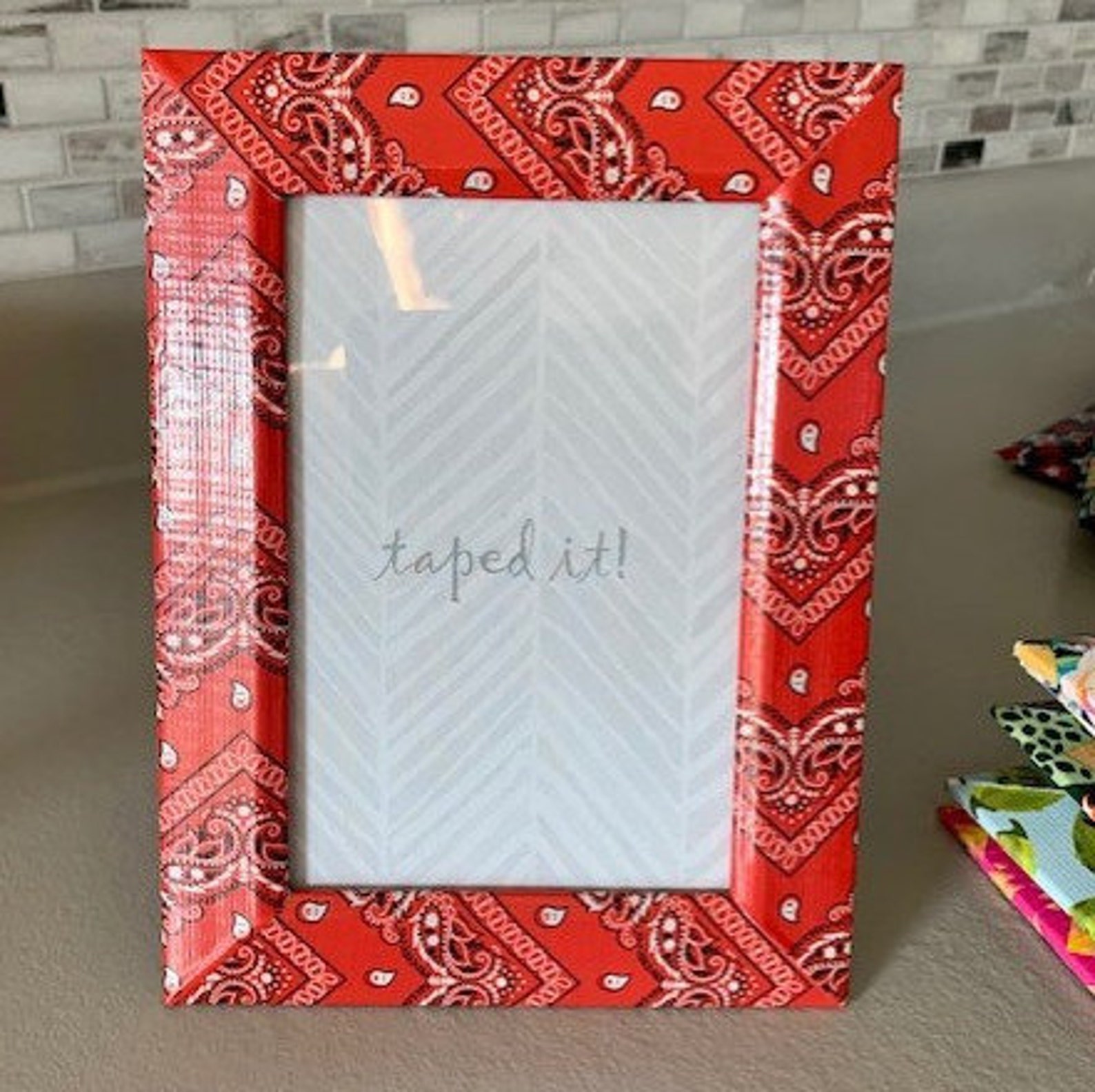 Red Bandana Picture Frame Photo Frame Frame Etsy
