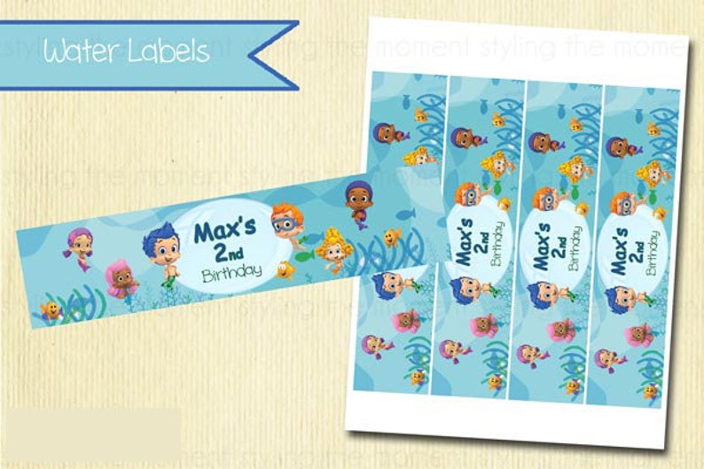 Bubble Guppies Water Bottle Labels Etsy