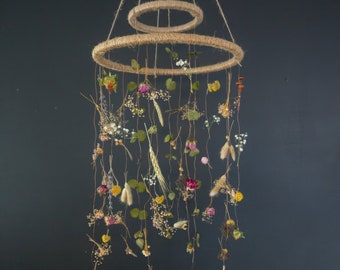 Dried Hanging Flower Strings Preserved Flowers Garland Round Hanging Floral Mobile Home Decor Dried Flower Art Garden Floral Decor Boho