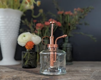 Glass Plant Mister Vintage Style Copper Metal Spray Top Plant Spritzer Gift for Plant Lovers Spring Gifts for Gardeners