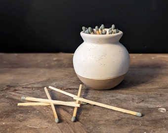 Long Matches in Jar Clay Pot Match Holder Fireplace Matches Home Decor Gifts for Hostess Stocking Stuffers Candles Gift Set