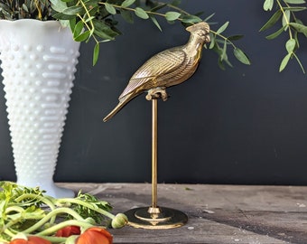 Vintage Brass Bird Home Decor MCM Solid Brass Parrot Gifts for Housewarming Jungalo Maximalist House Decor Unique Gifts