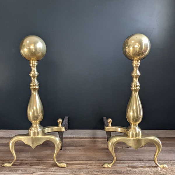 Brass Andirons Etsy