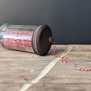 Baker's Crafting Twine Red and White Twisted Cotton Craft String in Glass Sugar Jar Gifts for Crafters Holiday Gift Wrap Vintage Style Decor image 8