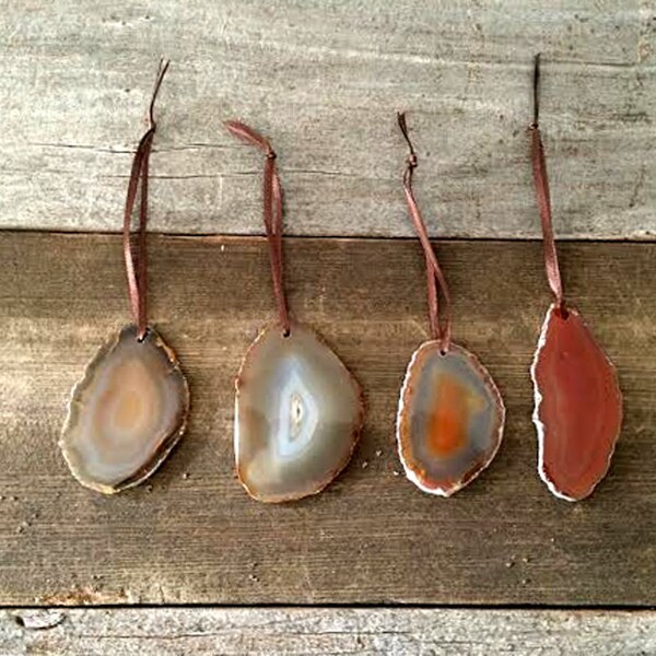 Natural Stone Agate Hanging Ornament S/4