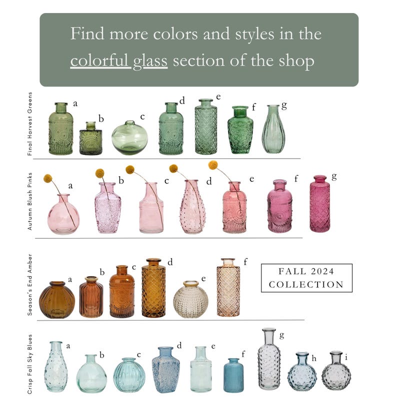 Green Blue Glass Bud Vases Small Colorful Glasses for Floral Table Top