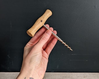 Vintage Italian Wood and Steel Corkscrew // Wine Bottle Opener // MCM Barware // European Made