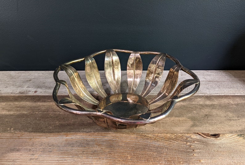 Vintage Silver Plated Flower Bowl Silver Patina Paul Revere Bowls for Display Wedding Silver Bread Baskets for Table Top Decor image 2