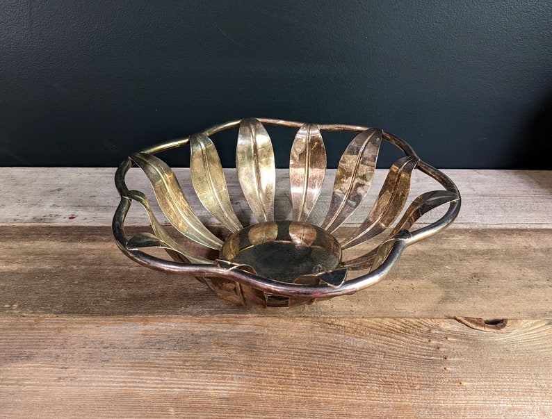 Vintage Silver Plated Flower Bowl Silver Patina Paul Revere Bowls for Display Wedding Silver Bread Baskets for Table Top Decor image 3