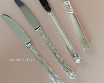 Antique Silver Plate Dinner Knives Mismatched Vintage Flatware Set Mix and Match Silverplate Knife Sets Tableware for Weddings and Showers