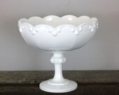 RESHOOT   Vintage White Milk Glass Footed Bowl