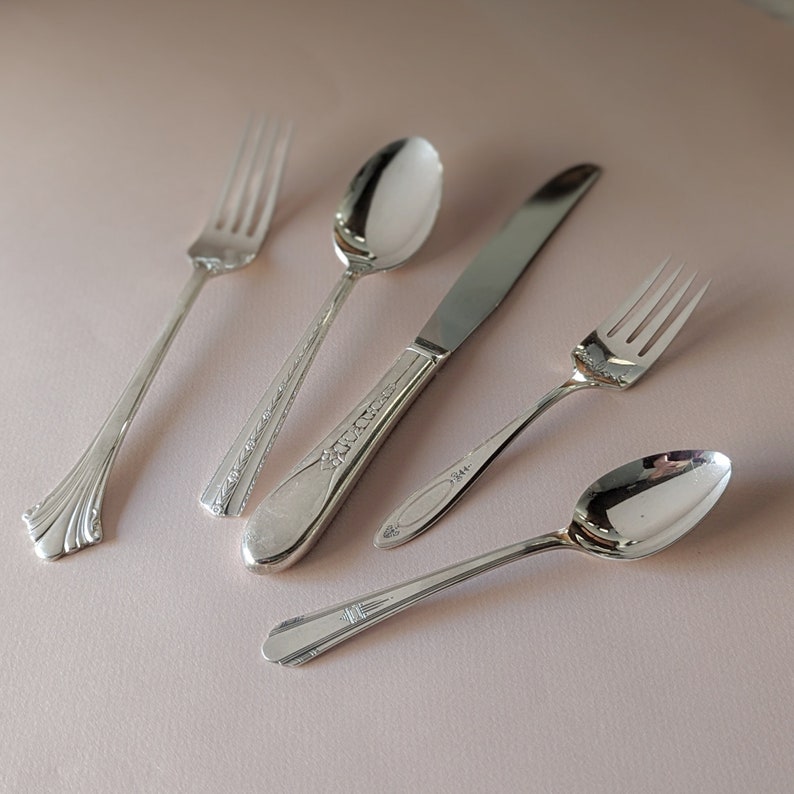 Tablespoons Vintage Silver Flatware Mis Matched Set Reusable Table Setting Brunch Silverware Antique Mix and Match Place Setting image 8