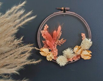 Dried Flower Embroidery Hoop Floral Wall Art Modern Desert Earth Colored Dried Flower Bouquet Unique Flower Gifts Home Decor