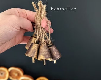 Vintage Style Brass Bells for Holiday Decor Antique Bells Handcrafted Jingle Bells Tree Ornaments for Home Decor Set of Small Bells