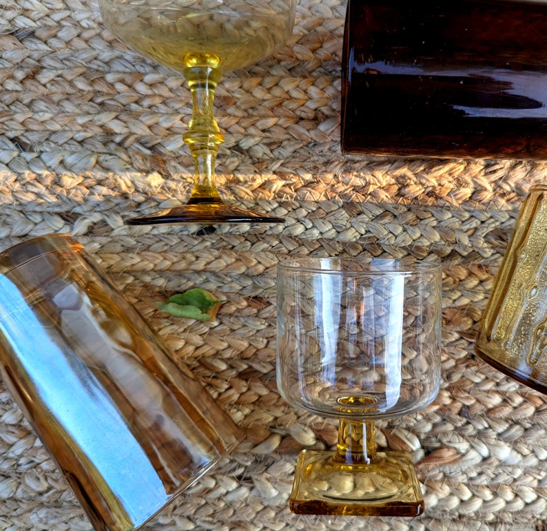 Vintage Yellow Drinking Glasses MCM Barware Tall Boy Cocktail Glasses Vintage Gifts for New Homeowners Vintage Tableware Home Decor image 9