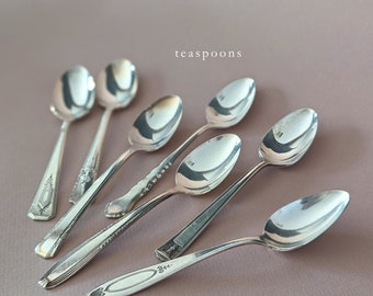 Teaspoons Vintage Silver Flatware Mis Matched Set Reusable Table Setting Brunch Silverware Antique Mix and Match Salad Fork Setting