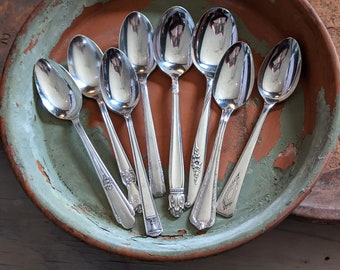 Antique Tablespoons Silver Plated Flatware Mismatched Mix and Match Vintage Silver Plate Spoon Set for Boho Weddings Showers Bridal Party